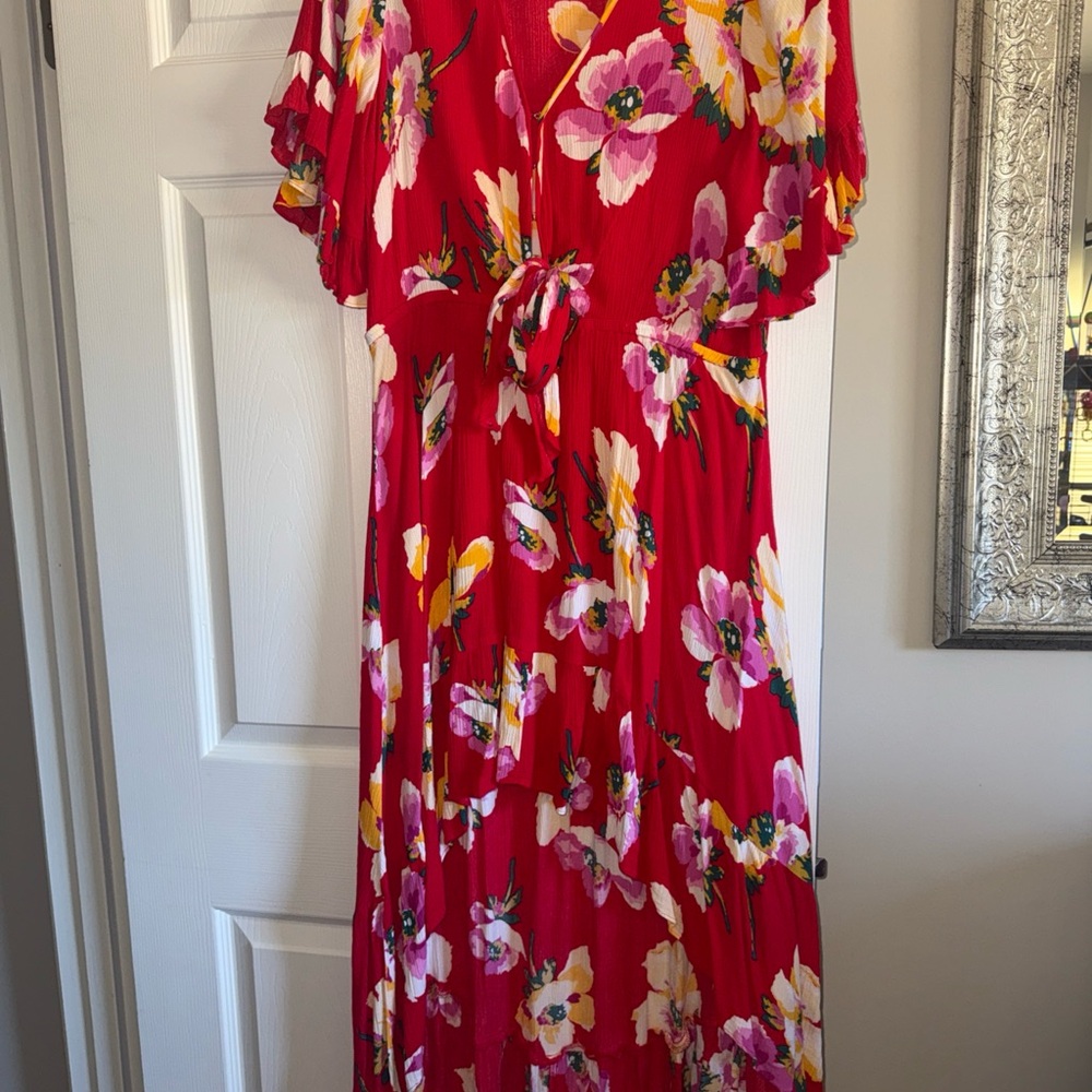Express Red Floral Maxi Dress